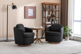 035-Linen Fabric Swivel Accent Chair With Soild Wood Round Brown Base Leg,Dark Gray W527134468