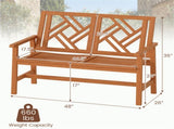 Solid Hardwood 2-Person Garden Bench, 660 LBS Capacity Ergonomic Patio Loveseat 29247752