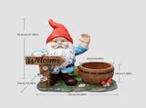 Outdoor Garden Sculpture Gnome Flower Pot Planter - Unique Yard Statue Decoration, Interesting Law W5398P455470