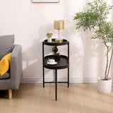 2-Tier Black Side Table with Storage Sofa Table for Living Room Metal Frame & Wooden Desk End Table 10905612