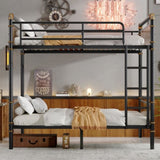 Twin XL over Twin XL Metal Bunk Bed, Industrial Detachable Bunkbeds with Safety Guard Rails for W2580P285206