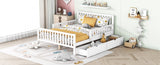Full Size Wood Platform Bed with Guardrails on Both Sides and Two Storage Drawers ,White N733P172700K