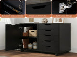 5-Drawer Rolling File Cabinet on Wheels, Wood Printer Stand with Storage Drawers for Home Office, 48695732