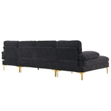 ZUN U-Shaped 4-Seat Indoor Modular Sofa Black 35865995