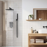 Rainfall Shower System With Storage Rack 10 inch Shower Faucet Set Matte Black High Pressure T3177P269148