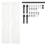 ZUN 36 in. x 84 in. Sliding Double Barn Door with 6FT Barn Door Hardware Kit ,K Frame,MDF+Solid Wood 53509487