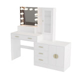 ZUN Large Makeup Vanity with Lights, Vanity Table with Charging Station, Vanity Desk with Mirror and 10 73638677