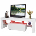 ZUN LED TV Stand for Televisions up to 55 Inchs,Modern Entertainment Center with down filp door, Glass 74911048