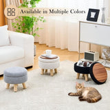 Round Ottoman with Storage Multifunctional Cotton Knitted Shoe Changing Stool Footrest Stool for 52712830
