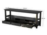 3 Tier Vintage Solid Console Table with 3 Drawers and Shelves, Industrial Console Table Coffee Table 10966810
