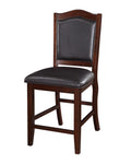 ZUN Dark Brown Wood Finish Set of 2 Counter Height Chairs Faux Leather Upholstery Seat Back Kitchen HS00F1346-ID-AHD