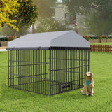 ZUN Large Dog Kennel Outdoor Pet Pens Dogs Run Enclosure Animal Hutch Metal Coop Fence with Roof W1820P178900