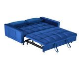 The 55-inch dreamlike blue velvet sofa is elegant and convenient with pockets, cleverly interpreting 32908326