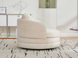 30"W Modern Round 360&deg Swivel Barrel Accent Chair with Pillow, Chenille Upholstered Comfy Barrel W3118P462479