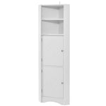 ZUN Tall Bathroom Corner Cabinet, Freestanding Storage Cabinet with Doors and Adjustable Shelves, MDF WF293800AAK