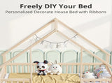 Twin Size Floor Bed Triangle Roof Frame and Support Bed Slats, Montessori Kids Playhouse Bed 53916339