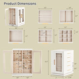 360&deg Rotating Jewelry Box with 5 Drawers - White Cabinet & Pink Velvet Storage 07488518