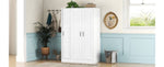 ZUN 3-Door Shutter Wardrobe with shelves, White 71563145