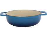 Cast iron 7.5QT cooking pot set - Gradient blue color - Includes two silicone gloves - Enamel pot 63775459