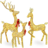 5ft 3-Piece Lighted Christmas Deer Family Set, Large Outdoor Yard Reindeer Holiday 86789814