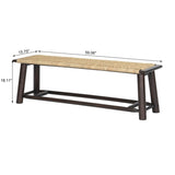 Farmhouse Modern Solid Wood Rattan Bench - 59 Inch Indoor & Covered Outdoor Bench Walnut Finish N842P271335D