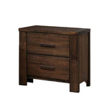 Wooden Nightstand with 2 Drawers in Oak Finish B016P252981