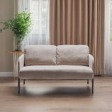 ZUN Beige 2 Seater Polyester Fabric Sofa, Modern Loveseat Sofa, Comfy Small Couches for Small Space W1164P239080