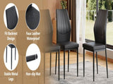 Set of 3 Black Dining Chairs, 37 inches High Ergonomic PU Backrest, Combines Comfort and W1151P442911