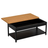Rectangular double-layer coffee table with hidden storage compartment and fingerprint lock - Living W396P307339