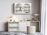 27.56"Glass Doors Modern Two-door Wall Cabinet with Featuring Three-tier Storage for Entryway Living W757119330
