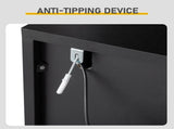 2-door shoe cabinet with high legs, internal 4-tier shelving, USB LED light strip, and 24-key 93886673
