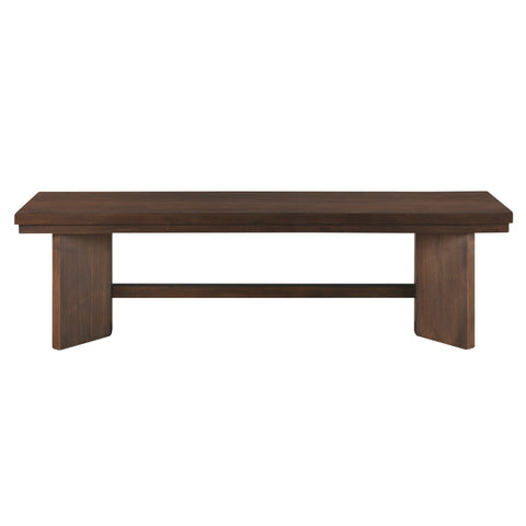 ZUN Walnut Finish Wood Bench 1pc V-Angled Design Base Dining Bench Modern Furniture B011P240203