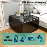 Modern Smart Side Table with Built-in Fridge, Wireless Charging, Temperature Control, Power Socket, W1172P178854