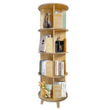 4-Layer Rotating Bookcase 360 Rotating Display Rack Pine Wood Rotating Bookshelf 25449992