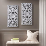 Distressed Carved Wood 2-piece Wall Decor Set B03598786