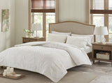3 Piece Tufted Cotton Chenille Palm Comforter Set Off-White Full/Queen B03597112