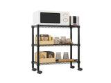 3-Layer Plastic Coated Iron Shelf with 1.5" Plastic Wheels 350*600*850 Black 03624024