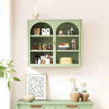27.56"Glass Doors Modern Two-door Wall Cabinet with Featuring Three-tier Storage for Entryway Living W757135228