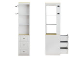 73" Tall Slim Storage Cabinet, 3-Tier Media Storage Cabinet with 3 Drawers and 2 Hooks, Bookcase 99558248
