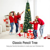 8ft Slim Pencil Christmas Tree - Space-Saving Design for Small Corners, 1000 Realistic PVC Branches 30449592