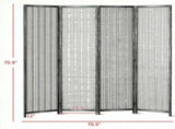 6 Ft Tall Wood Room Divider, 4-Panel Folding Freestanding Privacy Screen for Bedroom & Home Office 70160469