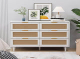 43.31"6-Drawers Rattan Storage Cabinet Rattan Drawer,for Bedroom,Living Room,White W757P234587