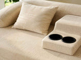 70 inches 2-in-1 Convertible Sleeper Sofa Bed with Cup Holders, Apricot Chenille Loveseat with W5156P546724