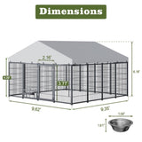Large Dog Kennel Outdoor Pet Pens Dogs Run Enclosure Animal Hutch Metal Coop Fence with Roof Cover. W1820P318708