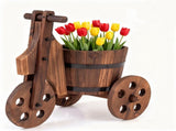 Wooden Raised Garden Bed Farmhouse Style Wooden Plant Trolley, Metal Band Reinforced Decorative 60355224