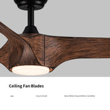 ZUN 56 In.Intergrated LED Ceiling Fan with Brown Wood Grain ABS Blade W1367P182867