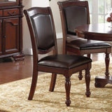 Gorgeous Formal Set of 2 Side Chairs Brown Color Rubberwood Dining Room Furniture Faux Leather B01180914