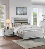 Classic Luxury Look Silver 1pc Nightstand Wooden Bedside Table Drawers w Mirror Glass Panel Bedroom B011P182674