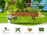 Garden Plant Planter Wooden Wagon Planter W/ Wheel Garden Yard Brown 32157644