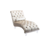 COOMORE Velvet Chaise Lounge Indoor,Button-Tufted Upholstered Chaise Lounge Chair with Pillow for W39538682